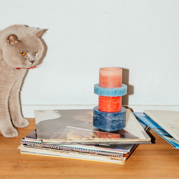 Bougie empilable -3 bougie et 1 support, pratique et design