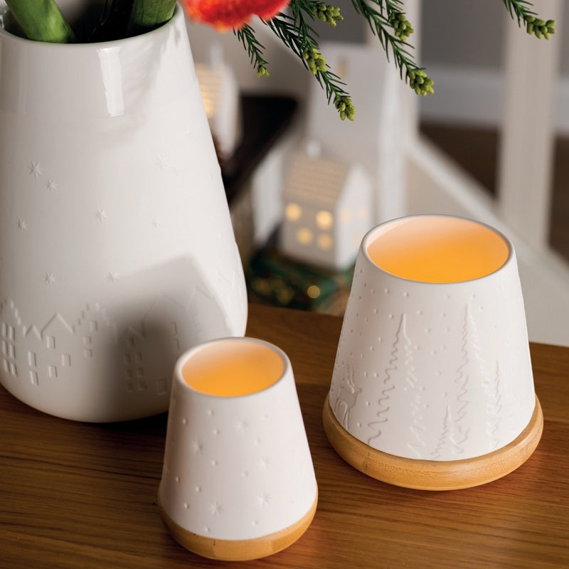 Photophore Étoile en Porcelaine Blanche - Décoration Lumineuse Artisanale