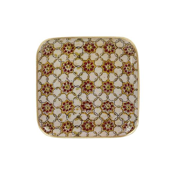 Plateau en métal carré ocre, pour votre décoration, chic et élégant.