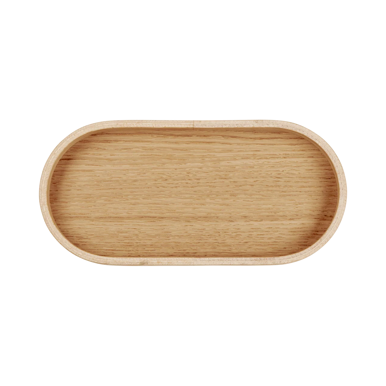 Petit plateau ovale en chene massif avec finition lisse, parfait pour le petit déjeuner ou l'apéritif