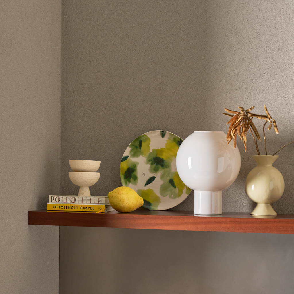 Vase rond en verre couleur creme