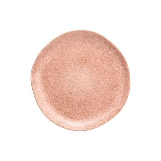 Assiette plate rose en grès 
