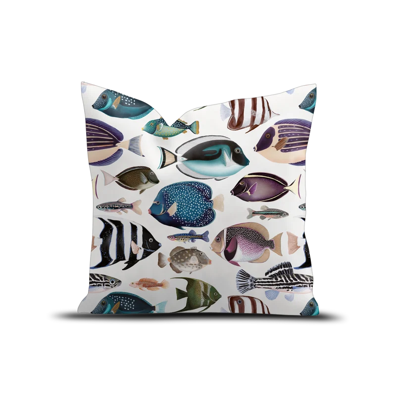 Coussin outdoor poissons bleu turquoise Zacapa