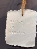 Plaque à message en argile « Maison du bonheur »
