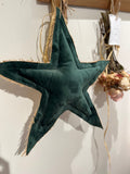 Etoile en velours lisse artisanale verte