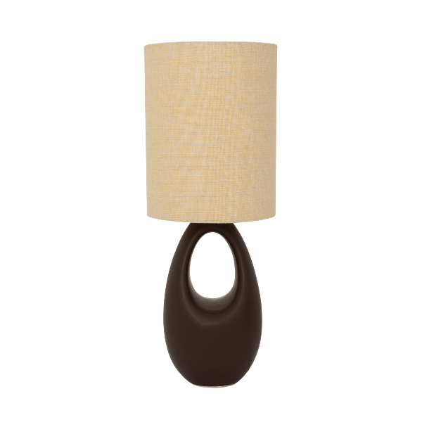 Lampe de table design en céramique brun – abat - jour en coton - Décoration intérieure | DECOLUCCE
