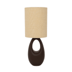Lampe de table design en céramique brun – abat - jour en coton - Décoration intérieure | DECOLUCCE
