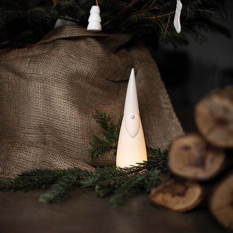 Père Noël lumineux en porcelaine avec lumière douce pour ambiance de Noël festive