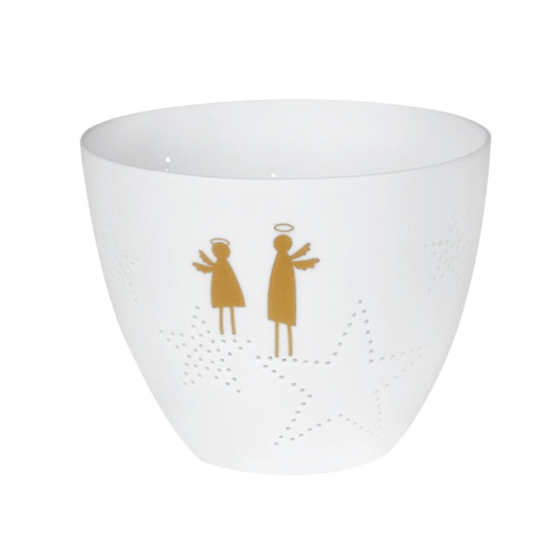 Photophore petit ange en porcelaine, décoration de Noël chaleureuse -Decolucce 