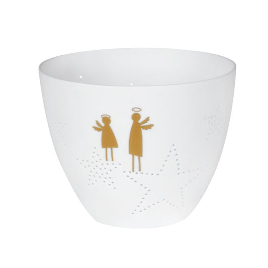 Photophore petit ange en porcelaine, décoration de Noël chaleureuse -Decolucce 