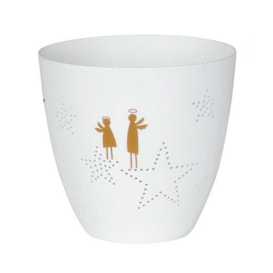 Photophore Ange en Porcelaine Fine Grand Modèle - Décoration Noël Lumineuse