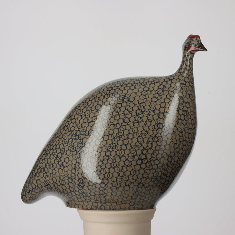 Pintade décorative gris moucheté cobalt – Céramique artisanale 17 et 20 cm - 24cm - Décoration intérieure | DECOLUCCE