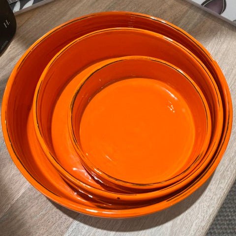 Plat en céramique artisanale orange – Ø 31 cm - Décoration intérieure | DECOLUCCE By Hanna