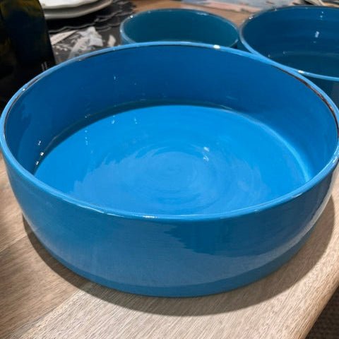 Plat en céramique artisanale turquoise – Ø 31 cm - Décoration intérieure | DECOLUCCE By Hanna
