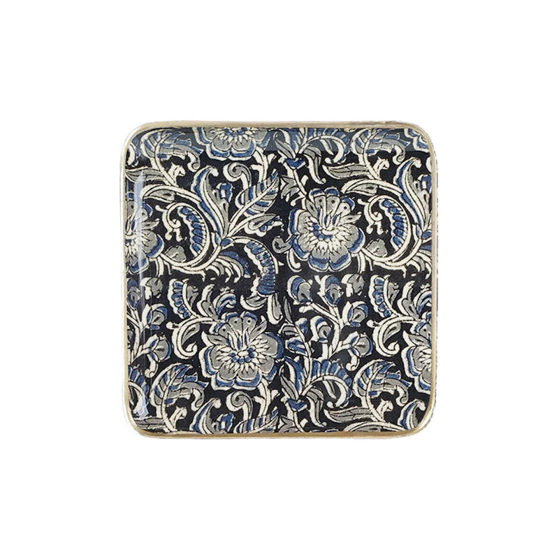 Plateau carré en métal bleu chic et élégant-Decolucce 