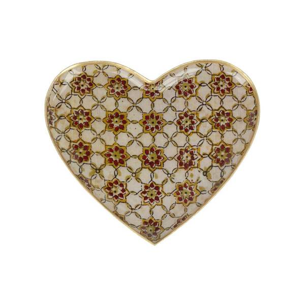 Plateau en métal ocre coeur