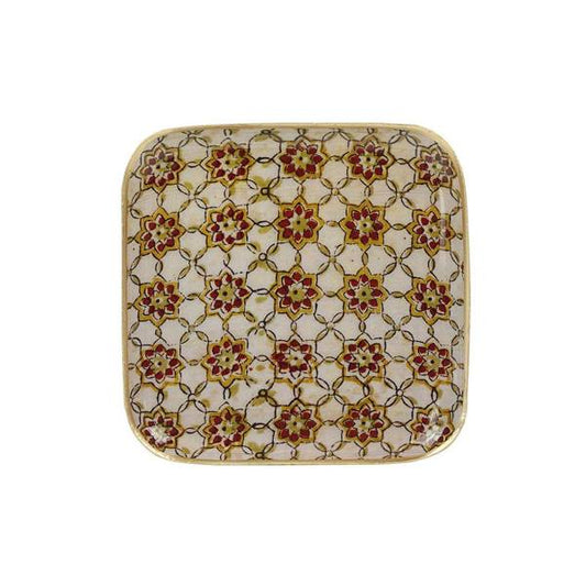 Plateau en métal carré ocre, pour votre décoration, chic et élégant. 