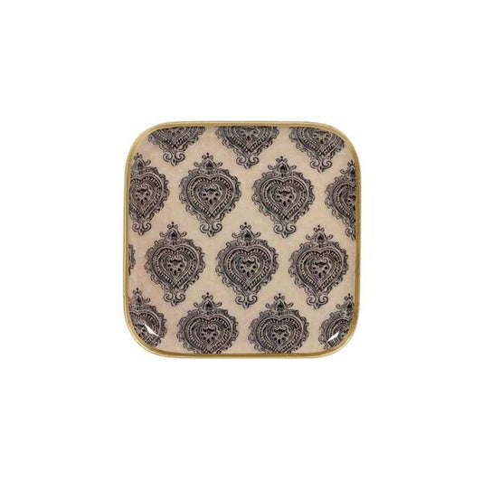 Plateau en métal carré lin-bordure dorée grand modèle