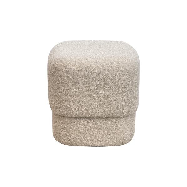 Pouf carré bouclette beige
