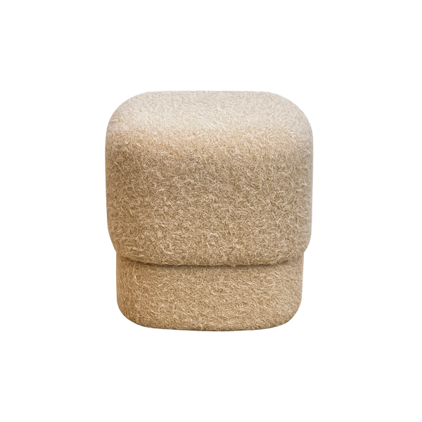 Pouf carré bouclette sable