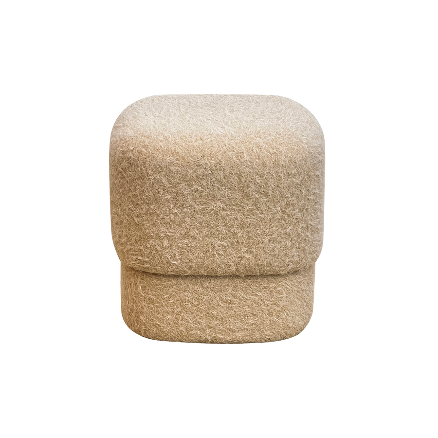 Pouf carré bouclette sable
