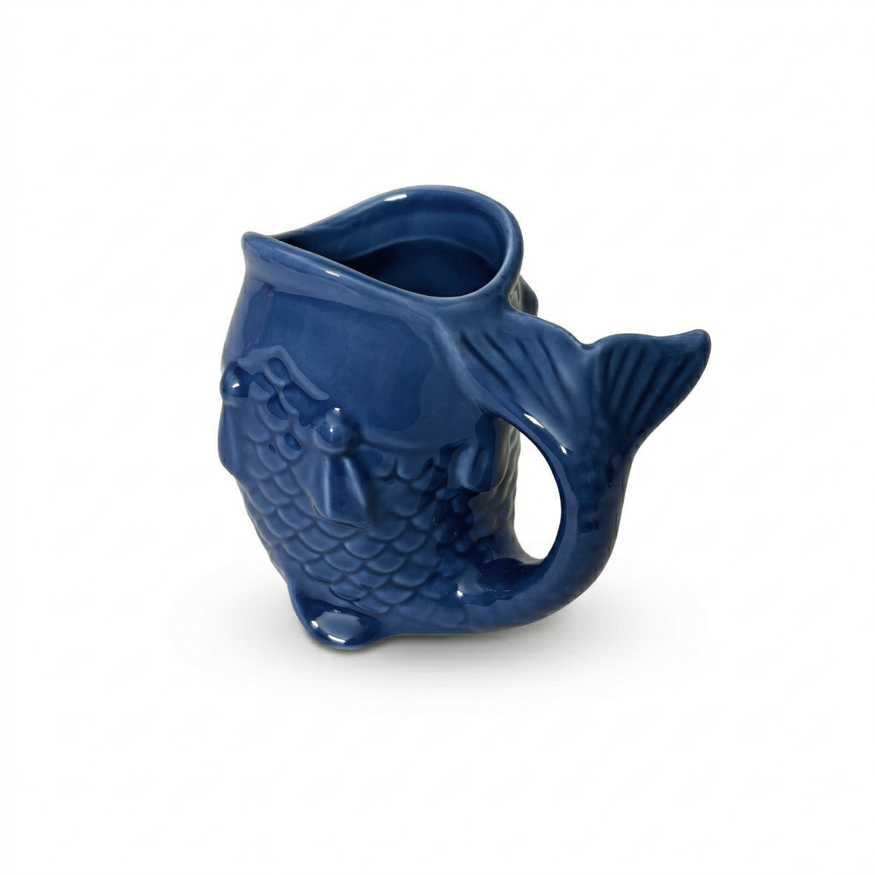 Profil du mug NEMO Bleu Majorelle Bazardeluxe avec écailles sculptées en céramique