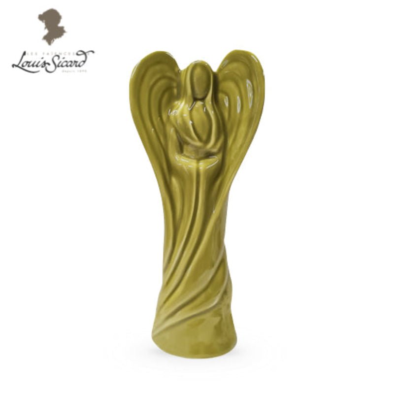 L’Ange – Sculpture en Faïence Artisanale Vert Anis | Faïences Louis Sicard - Décoration intérieure | DECOLUCCE