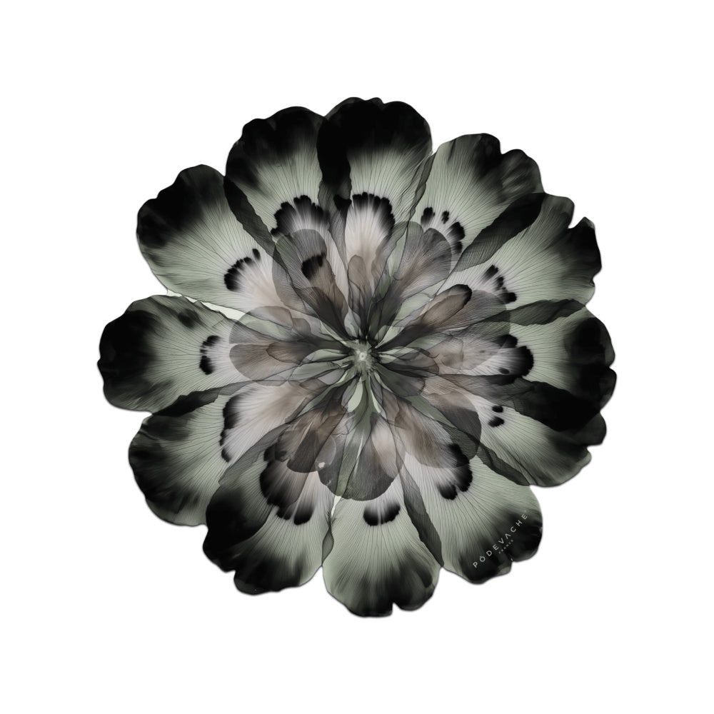 Set de table vinyle Corolleo Pôdevache 38x38 cm forme fleur noir gris