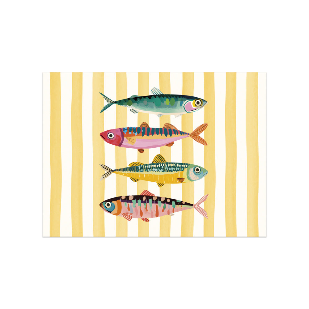 Set de table vinyle Tikal Pôdevache 33x45 cm motif poissons colorés rayures jaunes