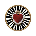 Set de table vinyle rond Ex-Voto Red Heart Pôdevache Ø38 cm rouge noir blanc et doré