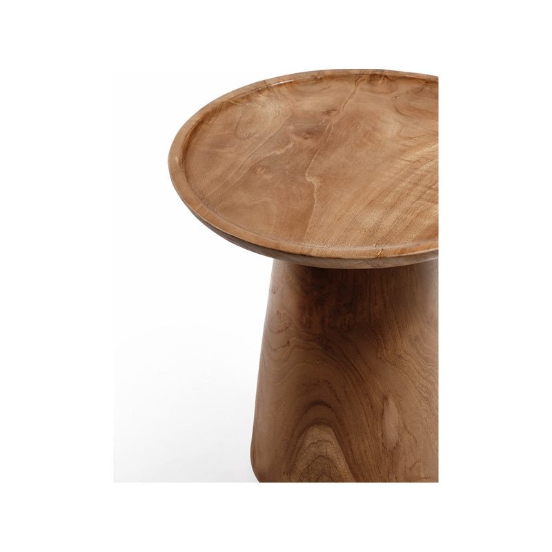 Table Tifnit en teck recyclé massif – Table basse design Ø40 cm noir ou naturel - Décoration intérieure | DECOLUCCE