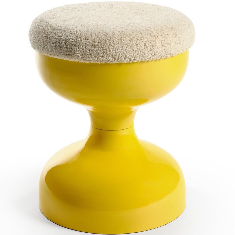 Tabouret rotatif Aguda en métal et tissu bouclé – Assise design jaune - Décoration intérieure | DECOLUCCE