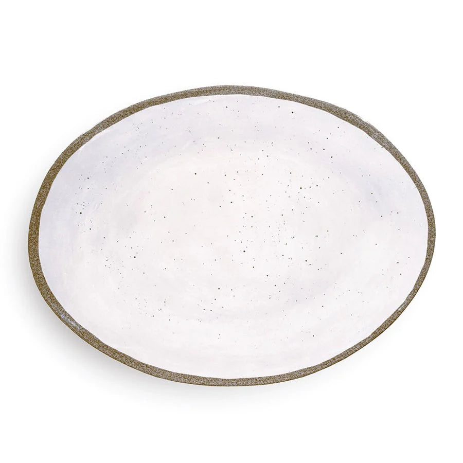 Plateau Ovale en Mélamine Blanc 48cm - Incassable & Sans BPA