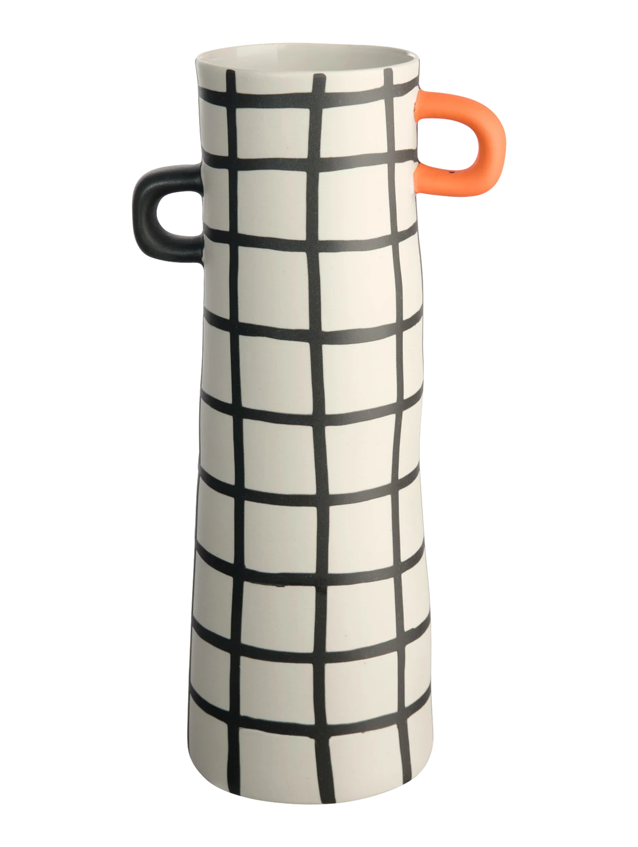 Vase décoratif en porcelaire à motifs carreaux bleu et blanc pour la décoration intérieure