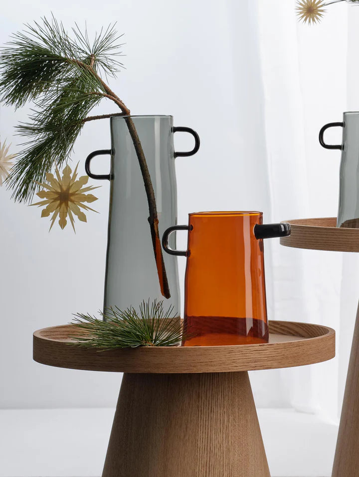 Vase en verre borosilicaté gris transparent , idéale pour la décoration intérieure 