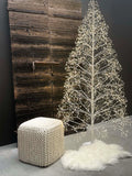 Sapin lumineux blanc 2100 LED de 180 cm allumé dans le noir, branches scintillantes et pied blanc