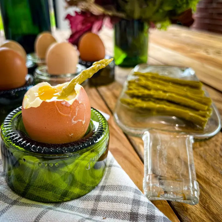 Lot de 4 Coquetiers en Verre Upcyclés – Culots de Bouteilles de Vin 75 cl