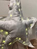 Etoile Lumineuse en velours blanche, fait artisanalement, made in France, décoration chaleureuse pour votre intérieur 