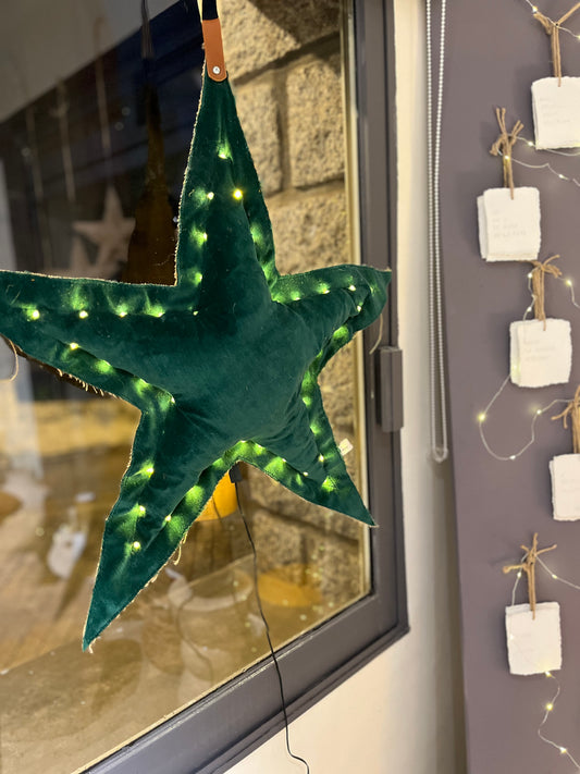 Etoile Lumineuse en Velours verte