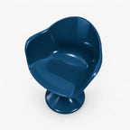 Fauteuil Tulipe bleu, coque enveloppante laquée et pied central – photo 4