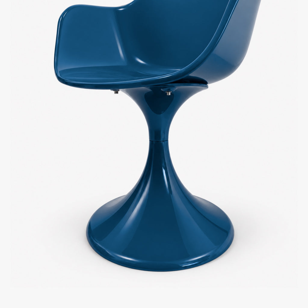 Fauteuil Tulipe bleu, chaise design rétro à pied tulipe – photo 6