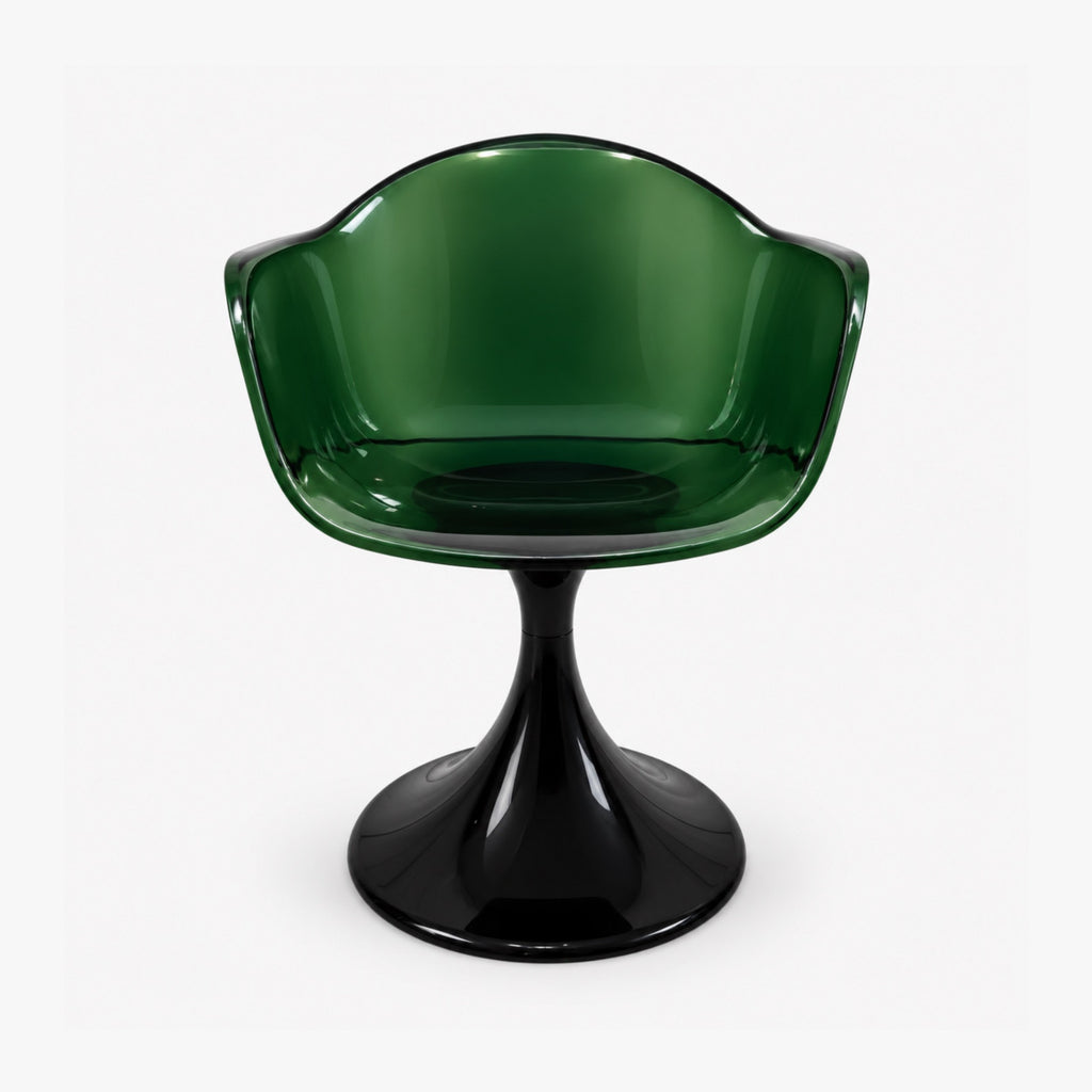 Fauteuil Tulipe vert, chaise coque translucide à pied tulipe esprit années 70 – photo 2