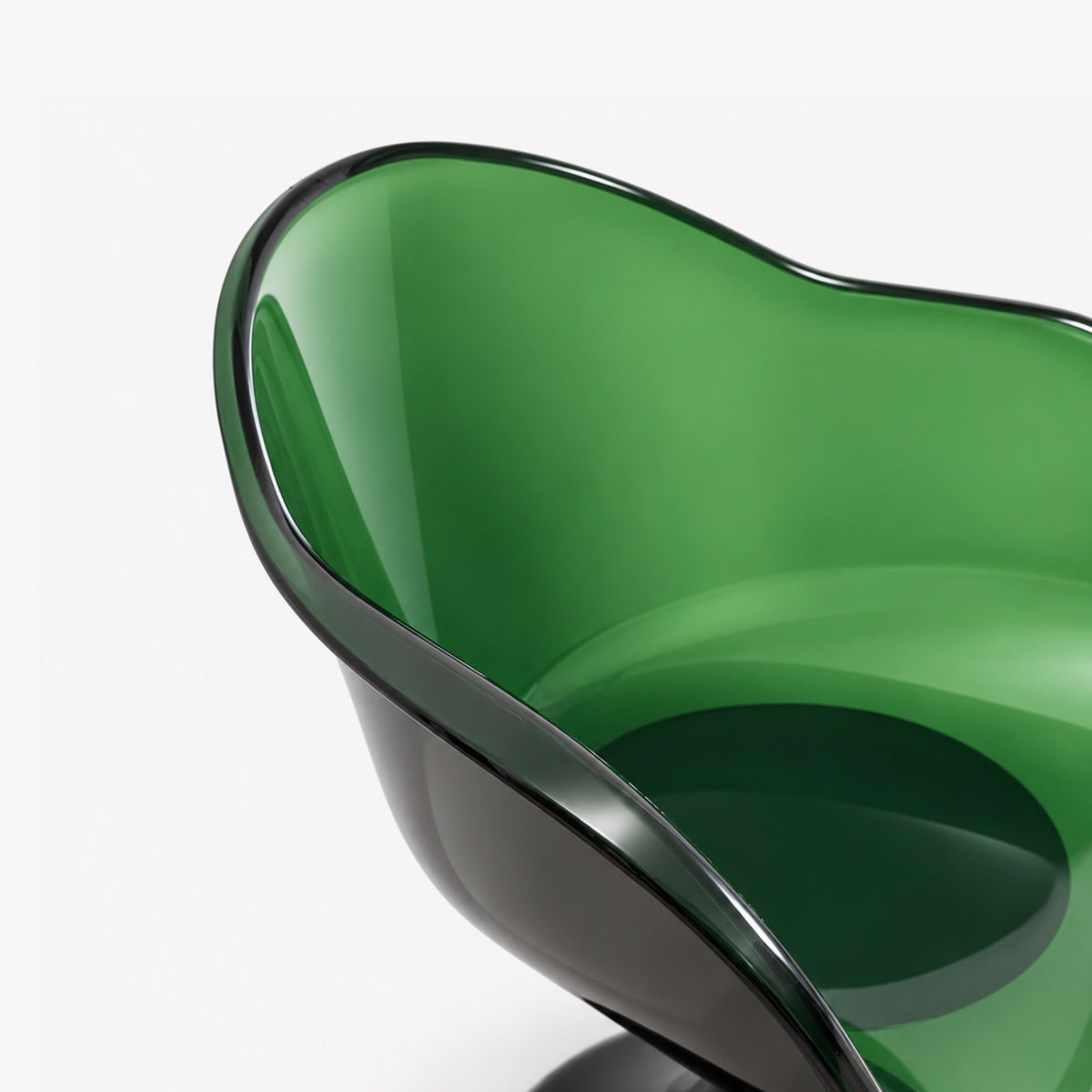 Fauteuil Tulipe vert, coque translucide et pied central – photo 7