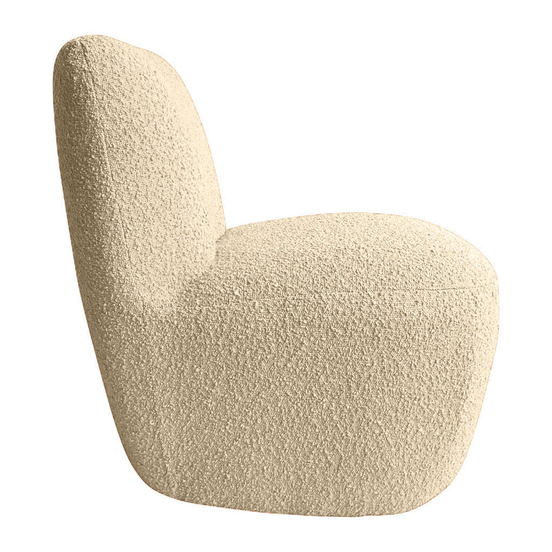 Fauteuil bouclette beige design pour salon cocooning.