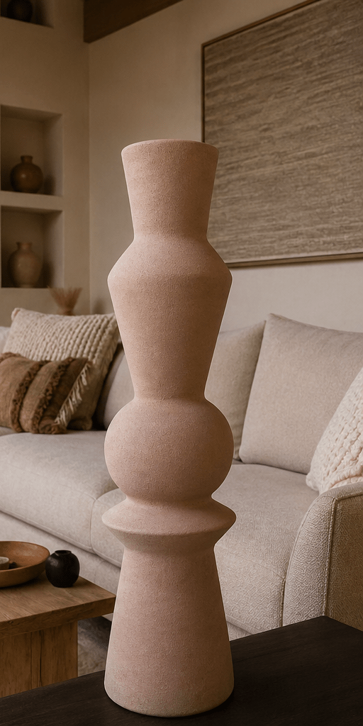 Vase en argile sable – Grand vase déco naturel H72 cm - Décoration intérieure | DECOLUCCE