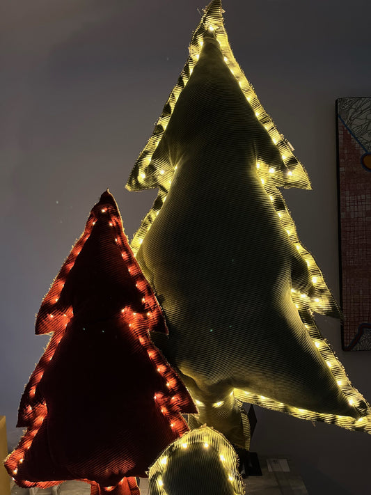 Sapin lumineux en velours côtelé vert taille M