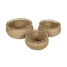 Set de 3 Paniers en Jonc de Mer Naturel