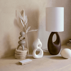 Lampe de table design en céramique brun – abat - jour en coton - Décoration intérieure | DECOLUCCE