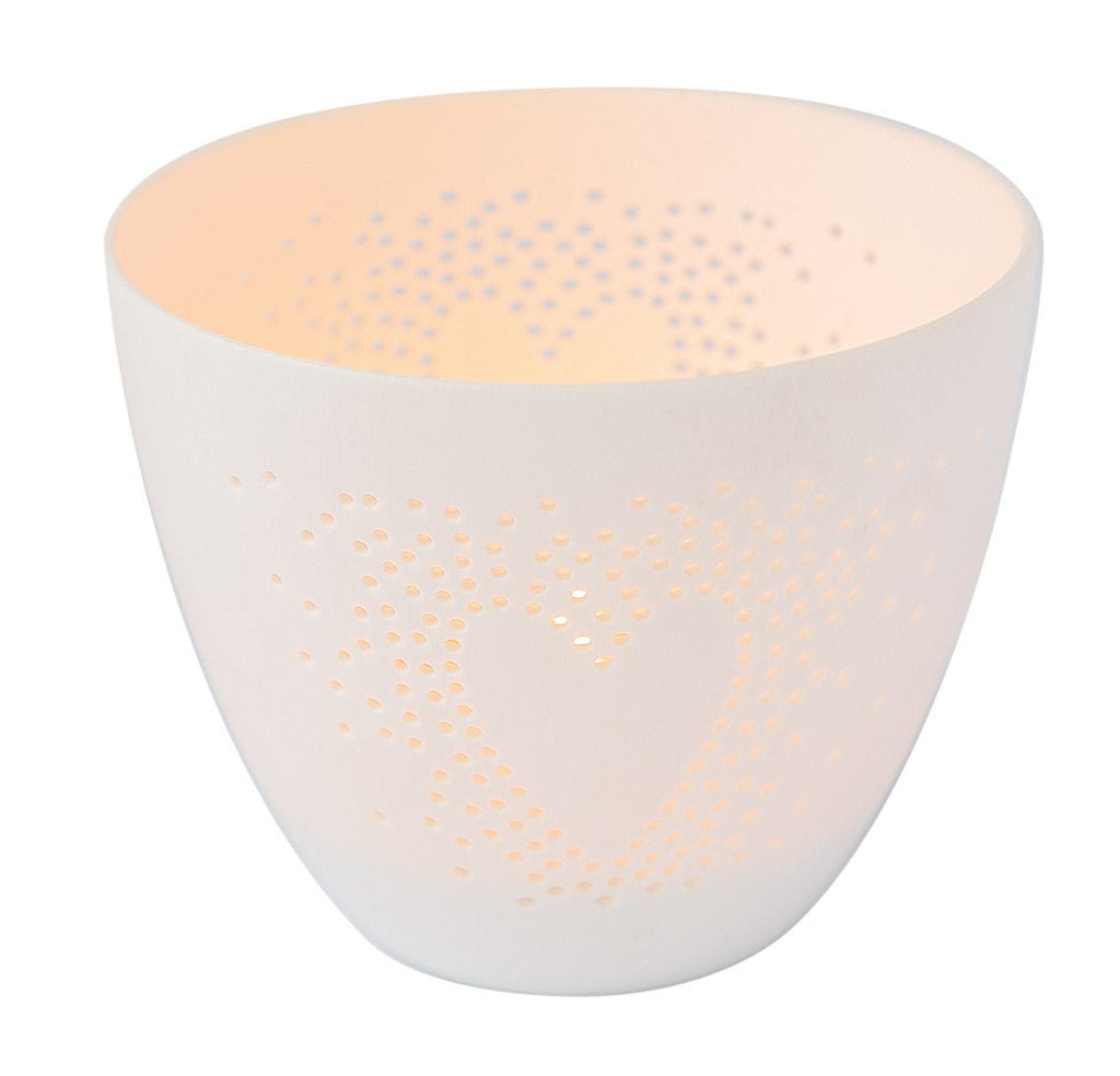 Photophore Cœur en Porcelaine Petit Modèle - Décoration Romantique - Décoration intérieure | DECOLUCCE