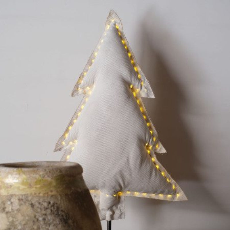 sapin lumineux en velours blanc taille M-décoration de Noël Decolucce 